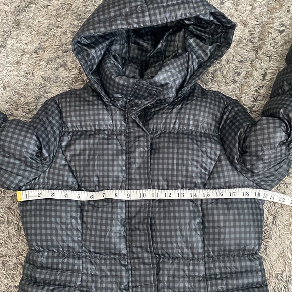 Vintage Black green Checkered Puffer down and feather Jacket sz 10 - Picture 10 of 12
